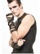 Metal Rivet Leather Strap Lace-Up Brown Leather Gloves