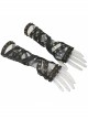 Metal Rivet Leather Strap Lace-Up Brown Leather Gloves