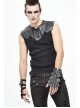 Metal Zipper Armor-Shaped Side Nail Black Punk Leather Gloves