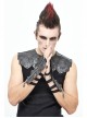 Metal Zipper Armor-Shaped Side Nail Black Punk Leather Gloves