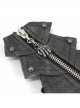 Metal Zipper Armor-Shaped Side Nail Black Punk Leather Gloves
