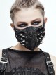 Metal Rivet Decoration Splice Mesh Black And Silver Leather Mask