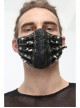 Metal Rivet Decoration Splice Mesh Black And Silver Leather Mask