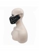 Metal Rivet Decoration Splice Mesh Black And Silver Leather Mask