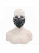 Metal Rivet Decoration Splice Mesh Black And Silver Leather Mask