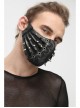 Metal Rivet Decoration Splice Mesh Black And Silver Leather Mask