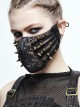 Metal Rivet Decoration Splice Mesh Black And Bronze Leather Mask
