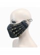 Metal Rivet Decoration Splice Mesh Black And Bronze Leather Mask