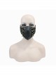 Metal Rivet Decoration Splice Mesh Black And Bronze Leather Mask