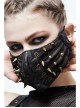 Metal Rivet Decoration Splice Mesh Black And Bronze Leather Mask