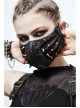 Metal Rivet Decoration Splice Mesh Black And Bronze Leather Mask