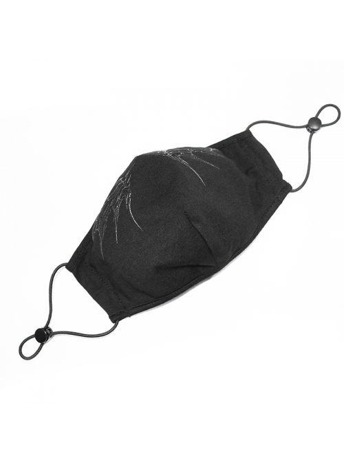 Front Wing Print Black Punk Knit Mesh Mask