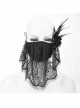 Front Beads Lace Side Feather Roses Decoration Black Gothic Mask