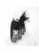 Front Beads Lace Side Feather Roses Decoration Black Gothic Mask