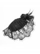 Front Beads Lace Side Feather Roses Decoration Black Gothic Mask