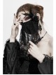 Front Beads Lace Side Feather Roses Decoration Black Gothic Mask