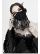 Front Beads Lace Side Feather Roses Decoration Black Gothic Mask