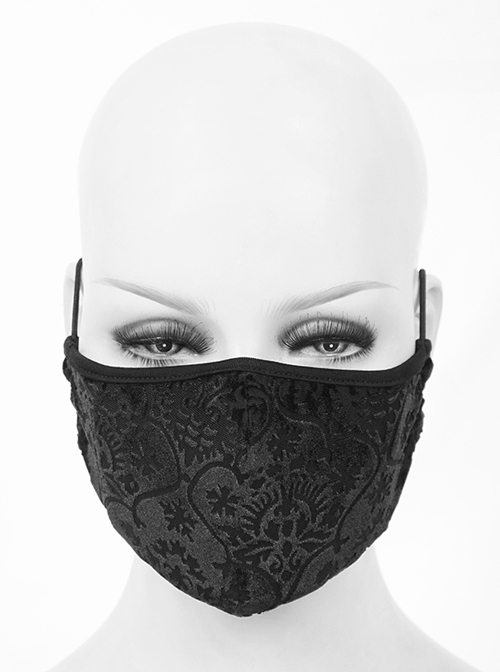 Black Gothic Velvet Embossed Mask