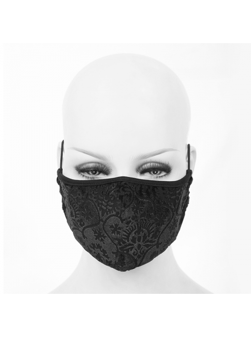 Black Gothic Velvet Embossed Mask