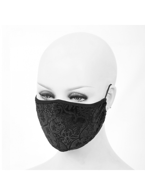 Black Gothic Velvet Embossed Mask