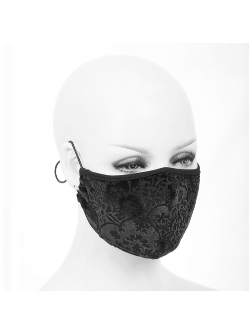 Black Gothic Velvet Embossed Mask
