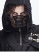 Front Metal Eyelets Lace-Up Grey Tie-Dyed Broken Holes Knit Punk Mask