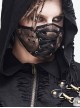 Front Metal Eyelets Lace-Up Grey Tie-Dyed Broken Holes Knit Punk Mask