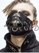 Metal Rivet Bandage Decoration Broken Holes Mesh Brown Punk Mask