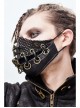 Metal Rivet Bandage Decoration Broken Holes Mesh Brown Punk Mask