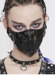 Metal Ring Decoration Splice Mesh Tooth-Shaped Decals Black Punk Mirrored Leather Mask