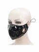 Metal Ring Decoration Splice Mesh Tooth-Shaped Decals Black Punk Mirrored Leather Mask