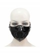 Metal Ring Decoration Splice Mesh Tooth-Shaped Decals Black Punk Mirrored Leather Mask