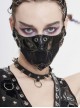 Metal Ring Decoration Splice Mesh Tooth-Shaped Decals Black Punk Mirrored Leather Mask