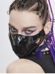 Metal Ring Decoration Splice Mesh Tooth-Shaped Decals Black Punk Mirrored Leather Mask