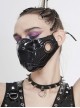 Metal Ring Decoration Splice Mesh Tooth-Shaped Decals Black Punk Mirrored Leather Mask