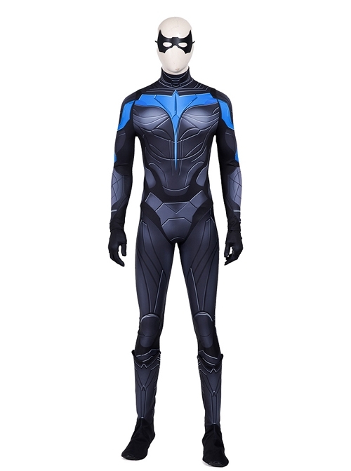 Titans Season 3 Nightwing Dick Grayson Battle Suit Halloween Cosplay Costume Printing Version Full Set