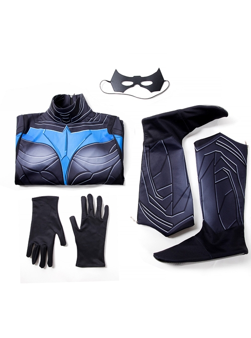 Titans Season 3 Nightwing Dick Grayson Battle Suit Halloween Cosplay Costume Printing Version Full Set