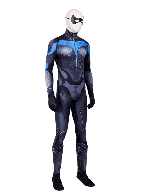 Titans Season 3 Nightwing Dick Grayson Battle Suit Halloween Cosplay Costume Printing Version Full Set
