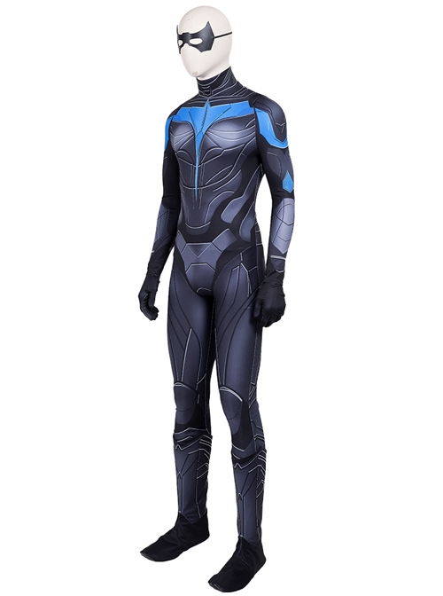 Titans Season 3 Nightwing Dick Grayson Battle Suit Halloween Cosplay Costume Printing Version Full Set