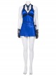 Final Fantasy VII Remake Tifa Lockhart Blue Sexy Backless Dress Halloween Cosplay Costume Full Set