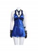 Final Fantasy VII Remake Tifa Lockhart Blue Sexy Backless Dress Halloween Cosplay Costume Full Set