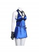 Final Fantasy VII Remake Tifa Lockhart Blue Sexy Backless Dress Halloween Cosplay Costume Full Set