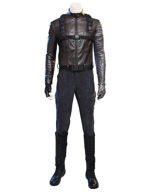 The Falcon And The Winter Soldier Winter Soldier Bucky Barnes Brown Jacket Set Halloween Cosplay Costume Set