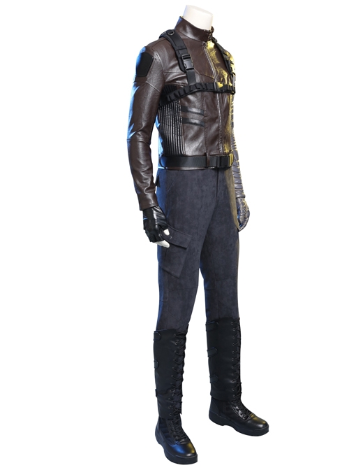 The Falcon And The Winter Soldier Winter Soldier Bucky Barnes Brown Jacket Set Halloween Cosplay Costume Set