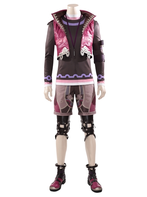 Xenoblade Chronicles Shulk Pink Vest Jacket Set Halloween Cosplay Costume Set