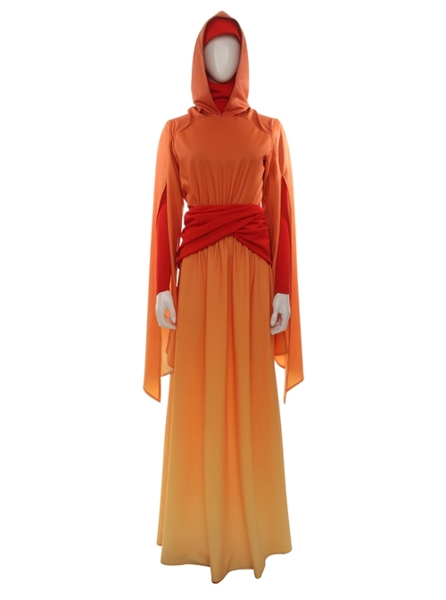 Star Wars Episode I The Phantom Menace Padme Amidala Orange Gradient Dress Halloween Cosplay Costume Full Set