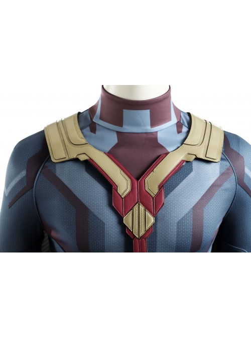 Avengers Age Of Ultron Vision Blue Bodysuit Battle Suit Halloween Cosplay Costume Set