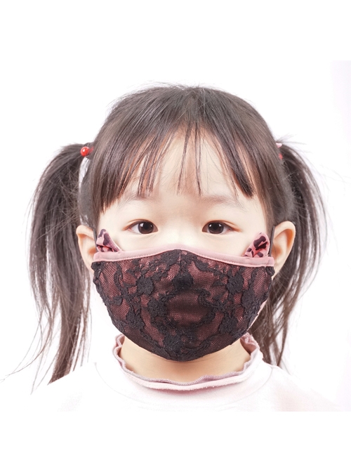 Side Leopard Print Cat Ear Decoration Black Rose Mesh Pink Punk Kids Mask