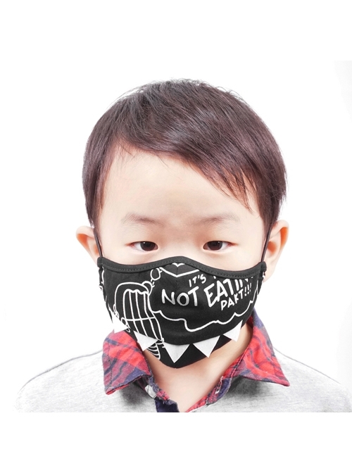 Black Punk Dinosaur-Printed Kids Mask