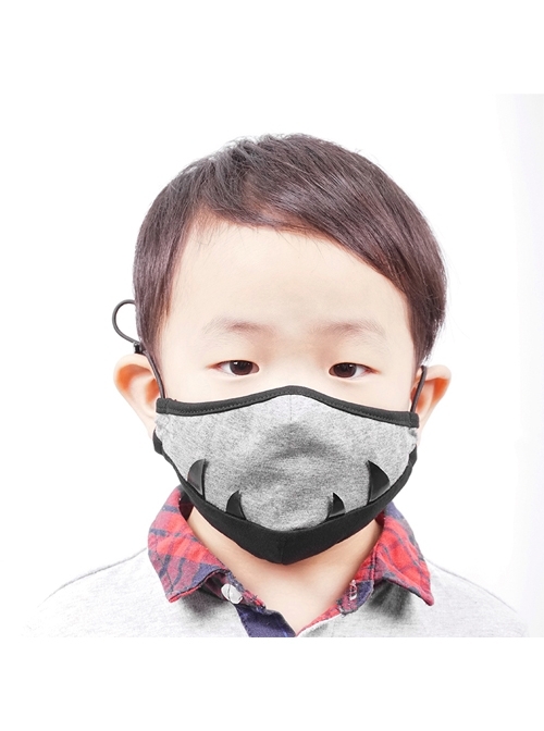 Black Tusk Decoration Grey Punk Knit Kids Mask